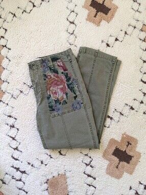 Anthropologie Embroidered Relaxed Trousers